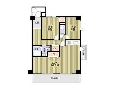 ユンヌホワイエ(2LDK/7階)の間取り写真