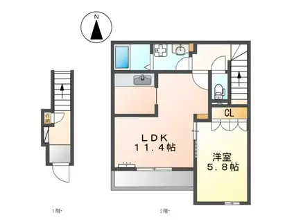 エトワール桜(1LDK/2階)の間取り写真