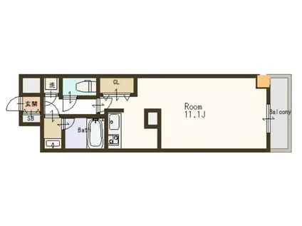シティヒルズ安堂寺(1K/8階)の間取り写真