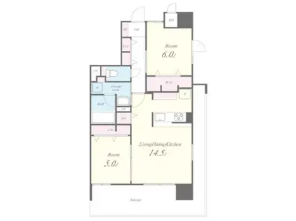 ラ フェリーチェ 難波(2LDK/6階)の間取り写真