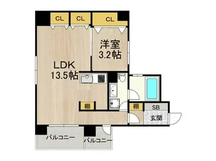 ラクメンビル(1LDK/6階)の間取り写真