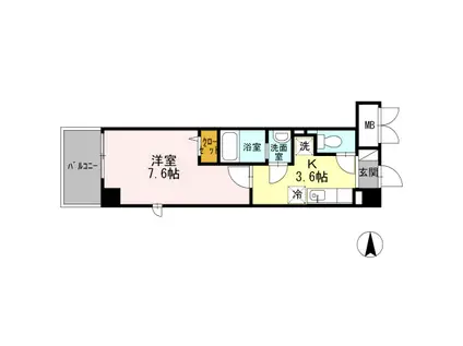 ソレイユ真田山(1K/7階)の間取り写真