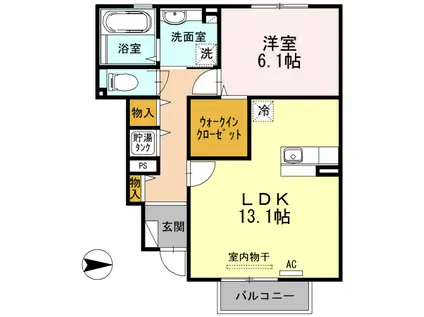 クレール西脇(1LDK/1階)の間取り写真