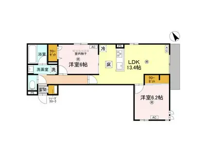 ミュゼリオ(2LDK/1階)の間取り写真