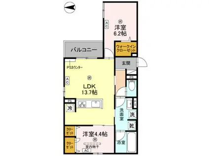 エスタブレ平野西(2LDK/3階)の間取り写真