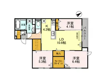 クラシスト北畠(3LDK/3階)の間取り写真