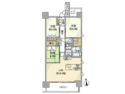 サンクレイドル阿倍野阪南町(3LDK/6階)の間取り写真