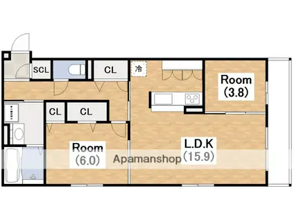 モンテゾーロ西田辺(2LDK/1階)の間取り写真