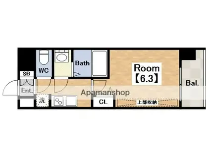 PRESSANCE天王寺ヴィヴァン(1K/6階)の間取り写真