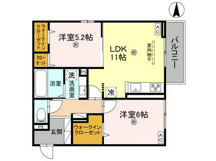 WISTERIA 三信(2LDK/2階)の間取り写真