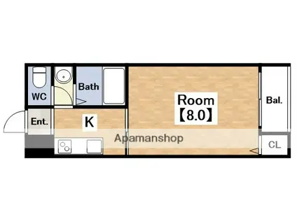 パルティナカダ(1K/4階)の間取り写真