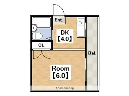 コーポ南住吉(1DK/5階)の間取り写真