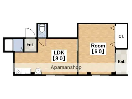 グリーンパーク山坂(1LDK/5階)の間取り写真