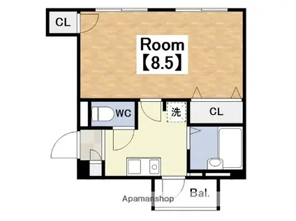 KAマンション(1K/1階)の間取り写真