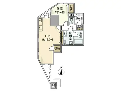 朝日プラザ御崎(1LDK/7階)の間取り写真