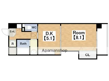 ラパン・ブラン(1DK/7階)の間取り写真