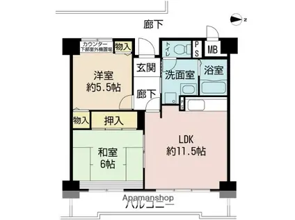 アロースあびこ(2LDK/5階)の間取り写真
