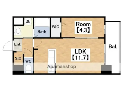 ブループラス針中野(1LDK/4階)の間取り写真