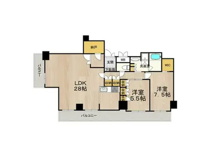 アートアルテール コンドミニアムフロア(2SLDK/24階)の間取り写真
