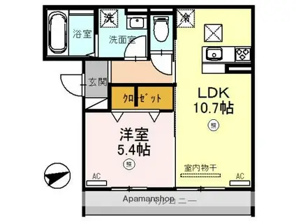 D-ROOMフォルチェ(1LDK/1階)の間取り写真
