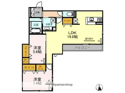 GRACA(2LDK/2階)の間取り写真