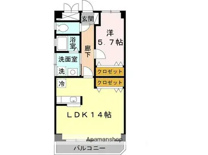 エルロード住吉6号館(1LDK/4階)の間取り写真