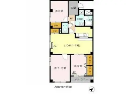 オリオノハイムⅡ(3LDK/1階)の間取り写真