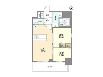 リヴェント難波ウエスト(2LDK/2階)の間取り写真