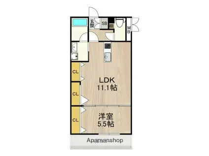 ESTAGEO北田辺(1LDK/4階)の間取り写真