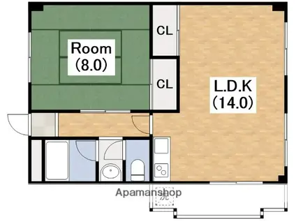 ハイツヒサシ(1LDK/3階)の間取り写真