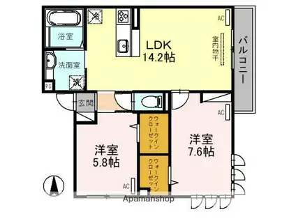 THE ABENO(2LDK/3階)の間取り写真