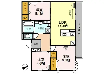 D-ROOM南住吉 トレボル(3LDK/3階)の間取り写真