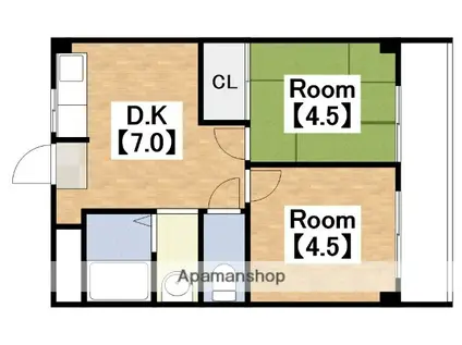 谷澤マンション(2DK/2階)の間取り写真