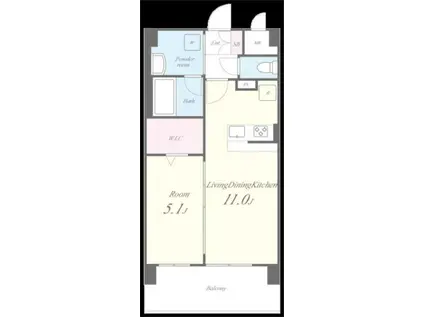 ラ・リヴィエール(1LDK/1階)の間取り写真