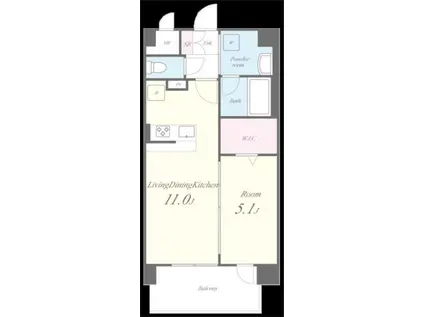 ラ・リヴィエール(1LDK/1階)の間取り写真