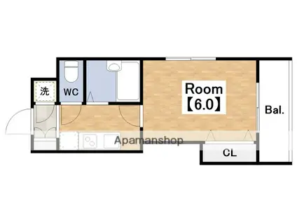 アパルト松崎町(1K/6階)の間取り写真