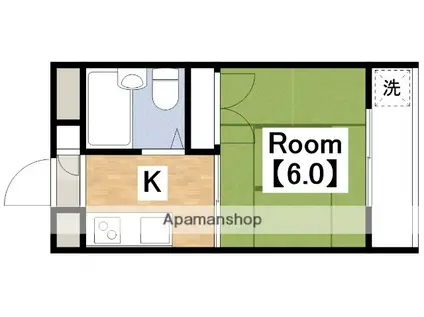 セントポリス山坂(1K/1階)の間取り写真