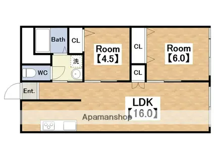 万代コーポ(2LDK/2階)の間取り写真