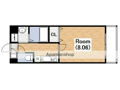 ウエストコクーン阿倍野(1K/4階)の間取り写真