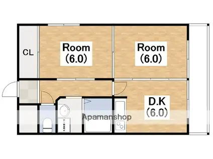 ヴィヌーベル長居(2DK/4階)の間取り写真
