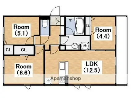 マーレルミノーソⅡ(3LDK/2階)の間取り写真