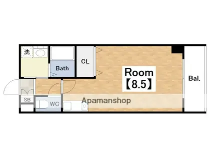 ドミール アプリコット(ワンルーム/1階)の間取り写真