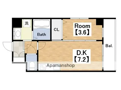 アンフィニⅩⅨ阿倍野昭和町(1DK/5階)の間取り写真