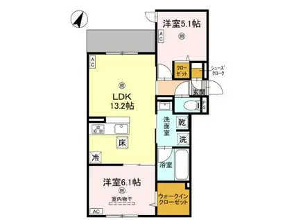 クラシスト苅田イースト(2LDK/1階)の間取り写真