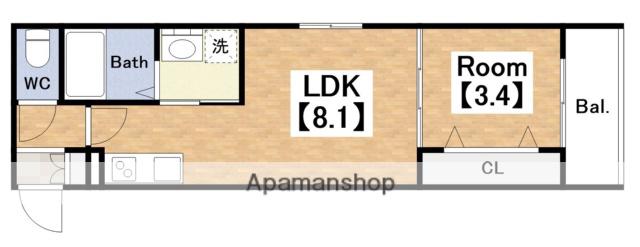 F ASECIA LASO(1LDK/1階)の間取り写真