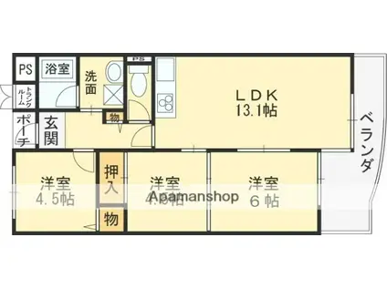 スヴァーネ東山本(3LDK/4階)の間取り写真