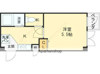 ロンモンターニュ小阪(1K/2階)の間取り写真