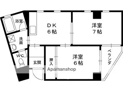 エクセイト武庫之荘(2DK/4階)の間取り写真