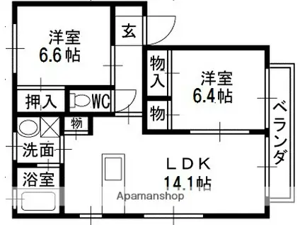アトレ安堂寺(2LDK/1階)の間取り写真