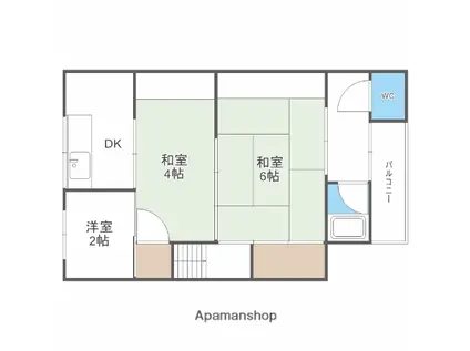 野口文化(2K/2階)の間取り写真